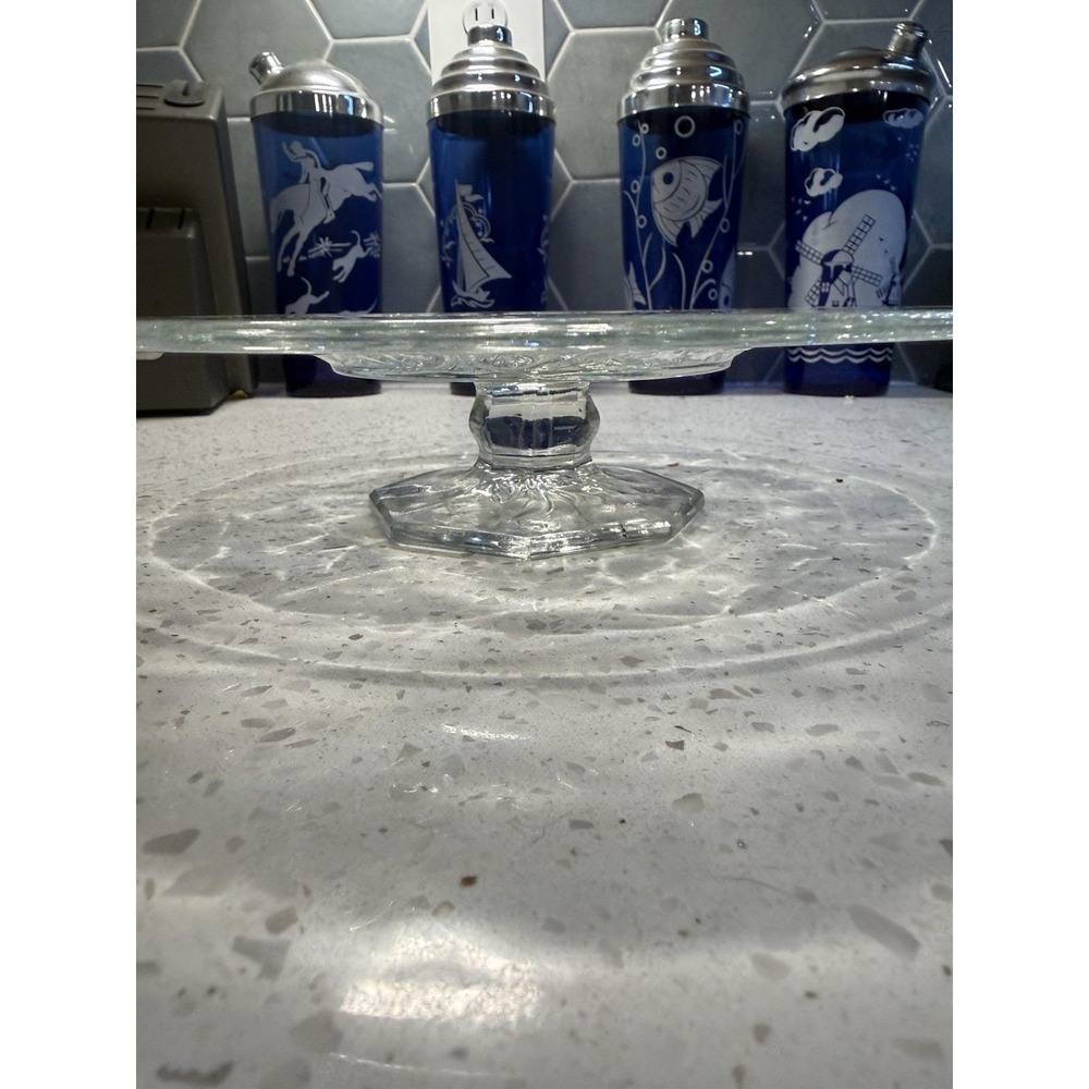 McKee Rock Crystal FOOTED Cake Stand Plate EAPG Depression Glass SEE PHOTOS